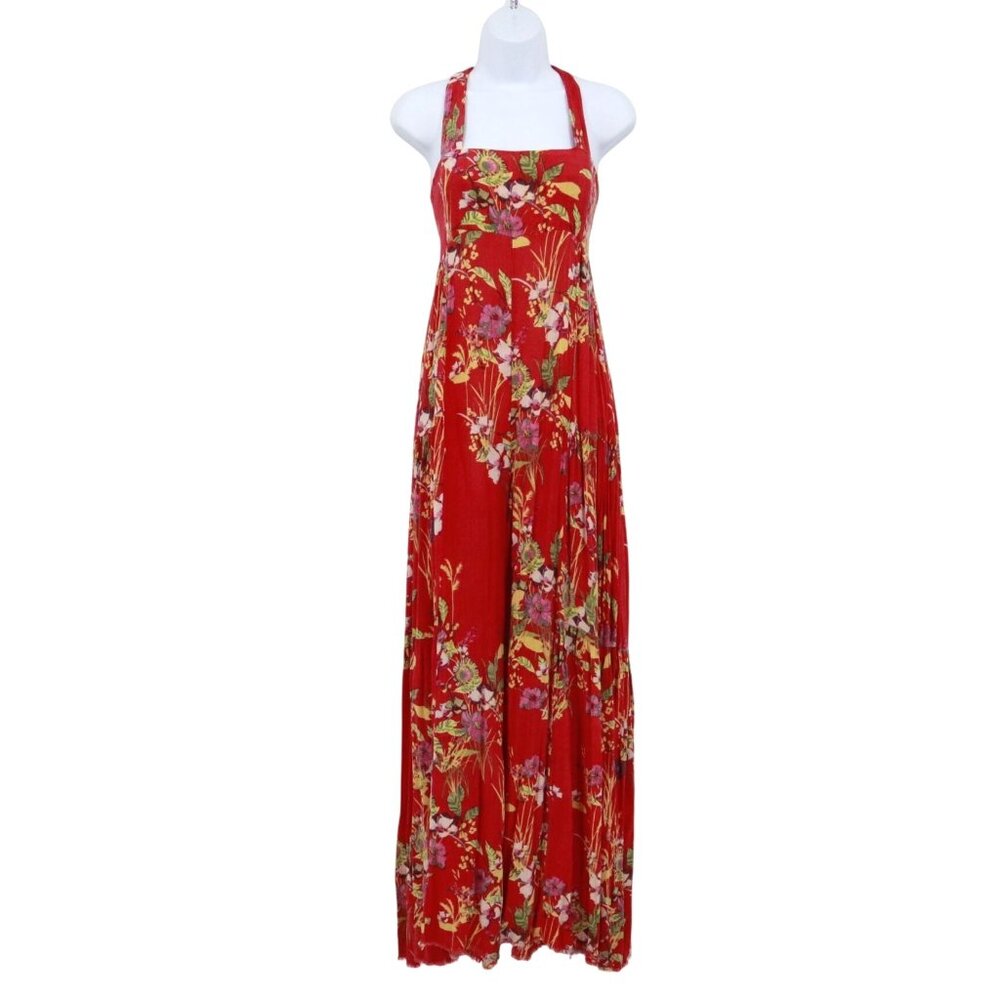 Free People One Aloha Jumpsuit Women M Red Boho Romantic Feminine‎ Playful Beach